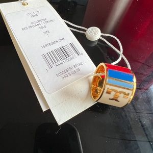 Tory Burch Gold Enamel Ring Size 7